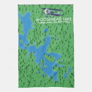 Moosehead Lake, Piscataquis Landkreis Karte Geschirrtuch