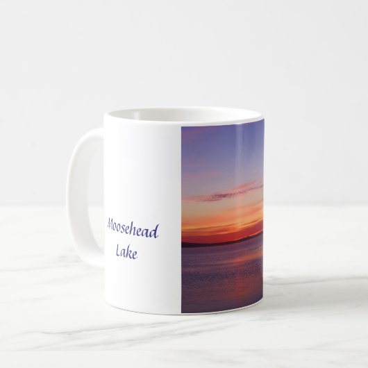 Moosehead See-Dämmerung, Moosehead See Kaffeetasse (Vorderseite Links)