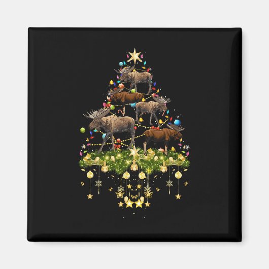 Mooses Christmas Tree Lights Holiday Moose Xmas Magnet (Vorne)