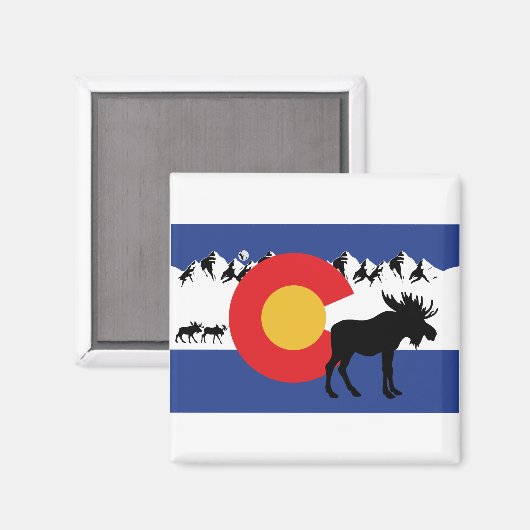 MOOSESin - Colorado-Flagge Magnet (Vorderseite/Rückseite)
