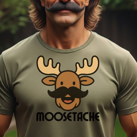 Moosetache Funny Moose With Mustache Dad Gifts  T-Shirt