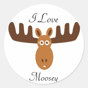 Moosey Head_I Liebe Runder Aufkleber