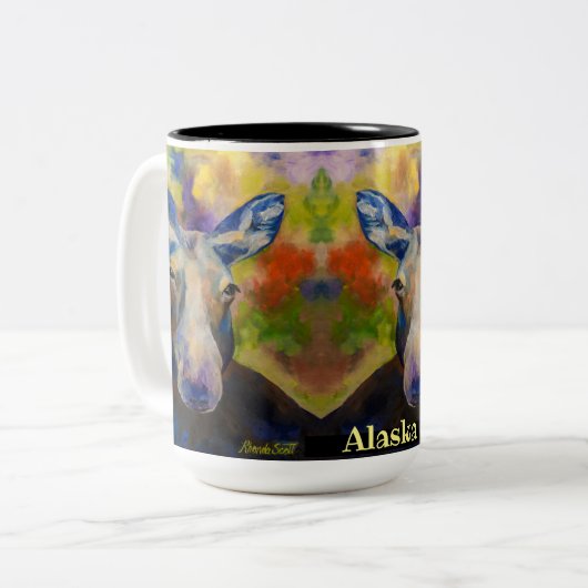 Moosey Moose Coffee Tasse_ALASKA Zweifarbige Tasse (Vorderseite Links)