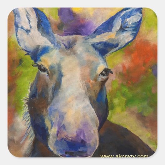Moosey Moose Quadratischer Aufkleber (Vorderseite)