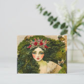 Moosfrau Märchen Collage Postkarte (Stehend Vorderseite)