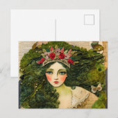 Moosfrau Märchen Collage Postkarte (Vorne/Hinten)