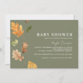Moosgrün | Rustic Forest Theme Herbstdusche Einladung (Vorderseite)