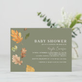 Moosgrün | Rustic Forest Theme Herbstdusche Einladung (Stehend Vorderseite)