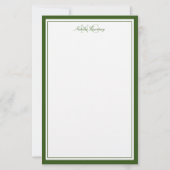 Moosgrün Zwei Monogramm Dick und Dünn Rand  Briefpapier (Vorderseite)