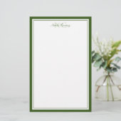 Moosgrün Zwei Monogramm Dick und Dünn Rand  Briefpapier (Stehend Vorderseite)