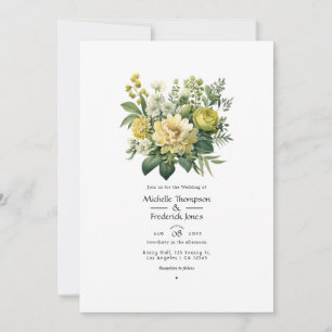 Moosgrüne Florale Hochzeit Einladung
