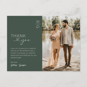 Moosgrüne Foto-Hochzeit-Dankeschön-Postkarte Postkarte