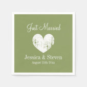 Moosgrüne Hochzeitsparty-Servietten mit individuel Serviette (Vorderseite)