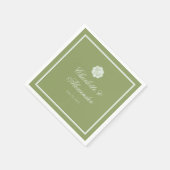 Moosgrüne Kalligrafie-Hochzeitsserviette Serviette (Ecke)