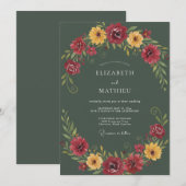 Moosgrüne kühne herbstliche Hochzeit Einladung (Vorne/Hinten)