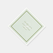 Moosgrüne Monogramm-Hochzeitsserviette Serviette (Ecke)