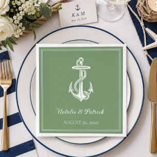 Moosgrüne nautische Anker-Hochzeitspapier-Serviett Serviette