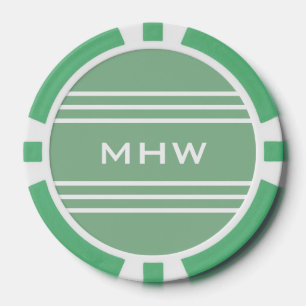 Moosgrüne Streifen benutzerdefinierte Monogramm Po Pokerchips