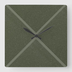 Moosgrüne X-Muster-Wandklemme Quadratische Wanduhr