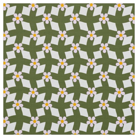 Moosgrüner abstrakter Blumenraster-Polyesterstoff Stoff (Muster)