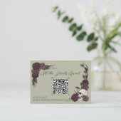 Moosgrüner Blumenschädel & Tinten-QR-Code Karte (Stehend Vorderseite)
