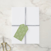 Moosgrüner Damast Geschenkanhänger (Mit Garn)