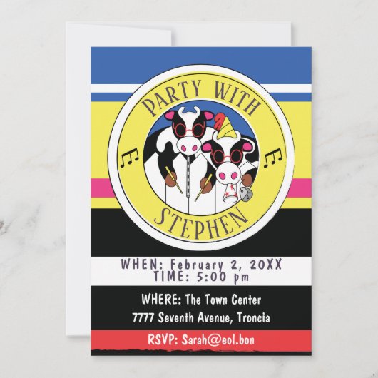 Moosician Einladung Geburtstagsparty (Vorderseite)