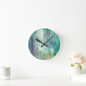 Moosig-handgemalte abstrakte Kunst Runde Wanduhr (Zuhause)