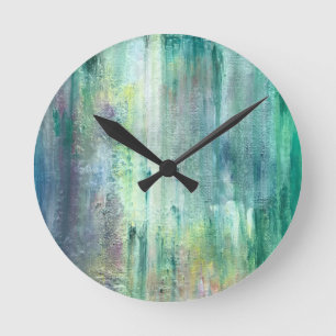 Moosig-handgemalte abstrakte Kunst Runde Wanduhr