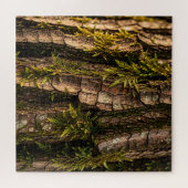 Moosige Baumrinden-Waldtextur Puzzle (Horizontal)