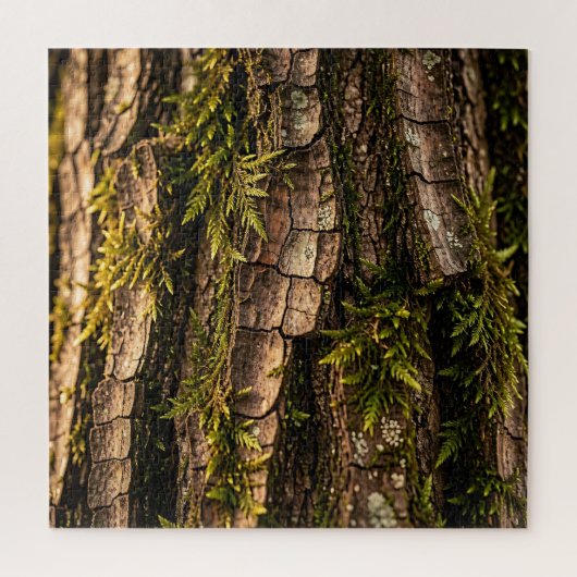 Moosige Baumrinden-Waldtextur Puzzle (Vertikal)