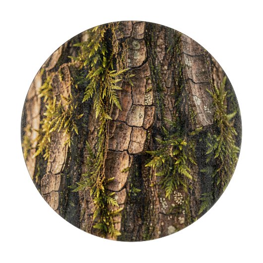 Moosige Baumrinden-Waldtextur Schneidebrett (Vorderseite)