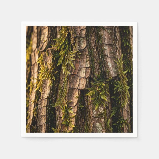 Moosige Baumrinden-Waldtextur Serviette (Vorderseite)