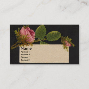 Moosige rosa Rosen-viktorianische Geschäftskarte Visitenkarte