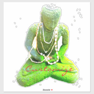 Moosiger grüner Buddha meditierendes Thunder_Cove Aufkleber