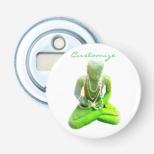 Moosiger grüner Buddha meditierendes Thunder_Cove Flaschenöffner