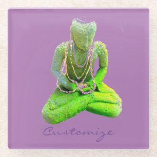 Moosiger grüner Buddha meditierendes Thunder_Cove Glasuntersetzer
