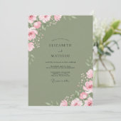 Moosrosa sanfte florale Hochzeit Einladung (Stehend Vorderseite)