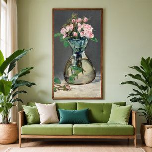Moosrosen in einer Vase Poster