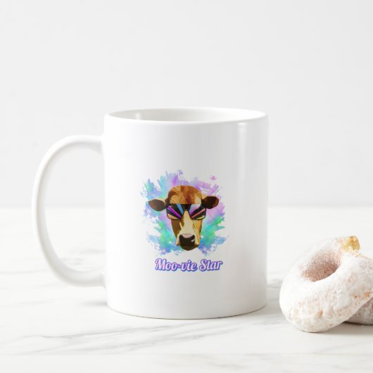 Moovie Star Cow Funny Humour Kaffeetasse (Mit Donut)