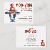 Mooving New Zuhause Cow Holiday Moved Moving Budge Mitteilungskarte (Vorne/Hinten)