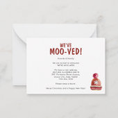 Mooving New Zuhause Cow Holiday Moved Moving Budge Mitteilungskarte (Rückseite)