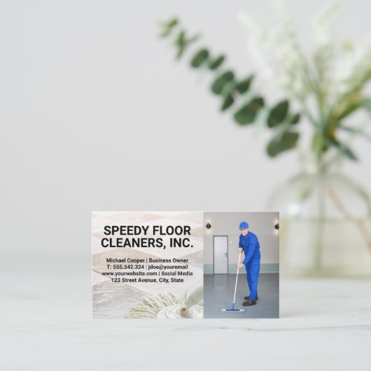 Mop und Tiles | Reinigungsböden Visitenkarte (Stehend Vorderseite)