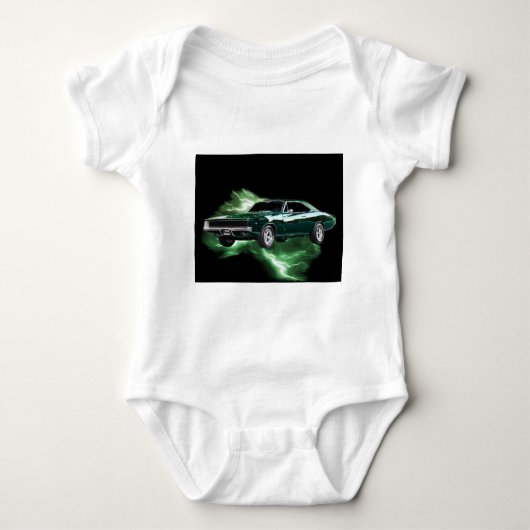 Mopar: '68 Dodge-Ladegerät mit grünem Blitz Baby Strampler (Vorderseite)