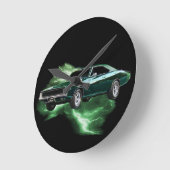 Mopar: '68 Dodge-Ladegerät mit grünem Blitz Runde Wanduhr (Winkel)