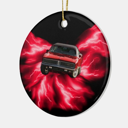 Mopar: 'Ladegerät 69 auf rotem Blitz Keramik Ornament (Links)