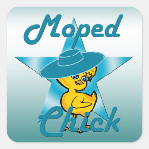 Moped Chick #7 Quadratischer Aufkleber