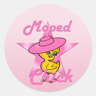 Moped Chick #8 Runder Aufkleber