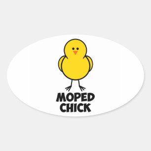 Moped Chick Ovaler Aufkleber