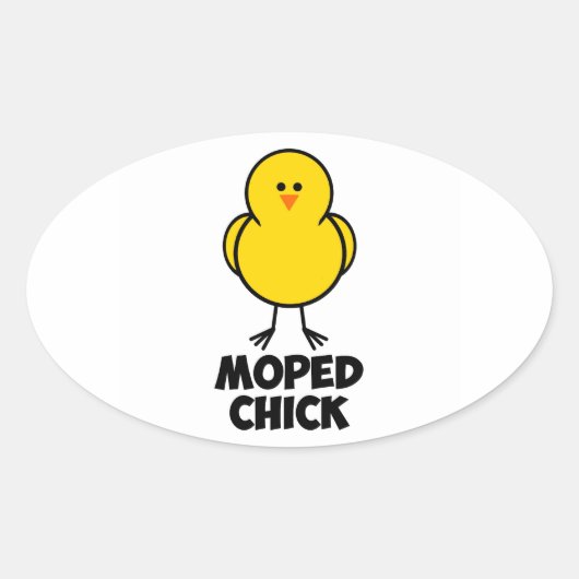 Moped Chick Ovaler Aufkleber (Vorderseite)